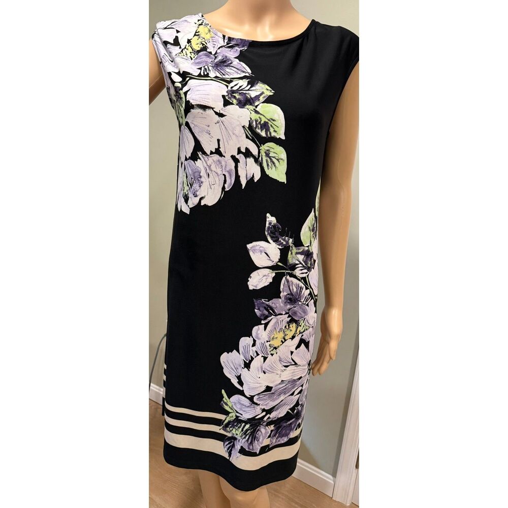 Chico’s Iona Printed Knee-Length Dress – Size 1 – Windowpane Floral